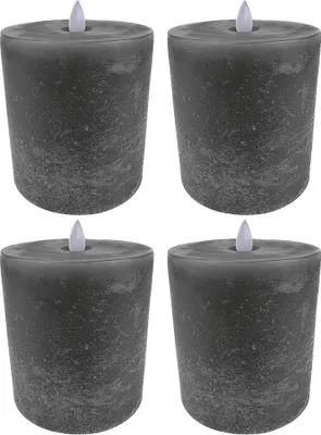 Produktbild von 4er Set Sompex 35195 Flame Echtwachs LED Kerze, Flach - Fernbedienbar und integrierter Timer, grau, 10 x 10.5 cm