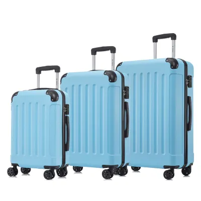 Produktbild von yonsly Premium Reisekoffer TSA-Schloss,YKK-Reißverschluss Hartschalen-Koffer Kabinenkoffer Rollkoffer Suitcase Handgepäck (Hellblau, M-L-XL-Set)