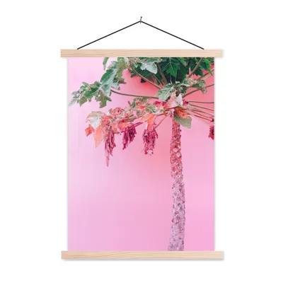 Produktbild von MuchoWow® Textilposter Palme - Tropisch - Rosa - Sommer 120x160 cm mit holzfarbenen Rahmen - Plakatkarton