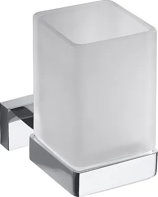 Produktbild von BASA Glashalter mit Glas Messing Milchglas Chrom 60x100x95 mm für Bad & WC >> zum Bohren