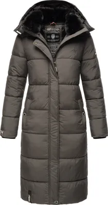 Produktbild von Marikoo Damen Winterjacke Parka Stepp Mantel Kunstfell gefüttert Kapuze RELIZIAA Anthrazit Gr. 44 - XXL