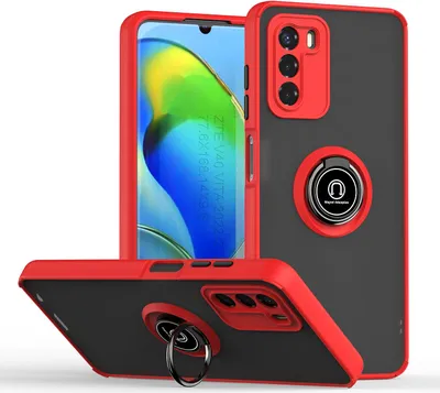 Image de Étui pour ZTE Blade V40 Vita étui TPU translucide mat avec support d'anneau et stand Rouge