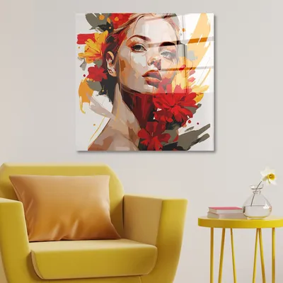 Image de Wallity, CAM4075_5050, Peinture décorative en verre trempé, Multicolore, 100 % verre trempé, 50 x 50 cm