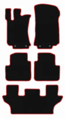 Productafbeelding van Velours automatten voor Mercedes R251 / V251 2005-2013 – 5-delig, zwart/rood, op maat – Wielganizator CARLUX