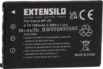 Produktbild von EXTENSILO Akku kompatibel mit Casio Exilim EX-Z8, SX-S770, EX-Z770 Kamera (700 mAh, 3,7 V, Li-Ion)