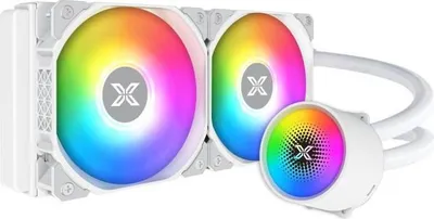 Imagen del producto de Sistema de refrigeración líquida para CPU XIGMATEK Liquid Killer X 240, color blanco, con 2 ventiladores PWM ARGB de 120 mm, compatible con Intel LGA 20xx/1700/1200/115x y AMD TR4/AM4/AM3+/AM3