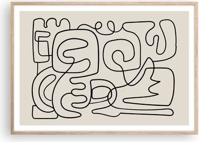 Produktbild von Gerahmtes Poster - Rahmen in heller Eiche - Linien Figuren Formen - 100x70 cm - Wand Bild - Wanddeko - Wandbilder - Kunstposter - Wandposter - Bilderrahmen - Bilder - Kunstdruck - P2NAA100x70-5121