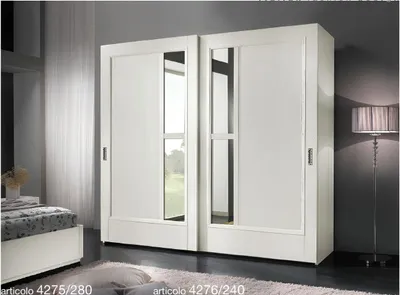 Image de Armoire à portes coulissantes Armoire de chambre à coucher Armoires murales en bois Miroir nouveau