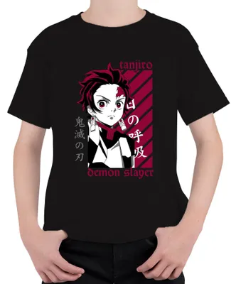 Obrázok produktu pre Tanjiro Demon Slayer Kimetsu no Yaiba Anime Darček Cosplay Uni detské tričko, čierna, 104