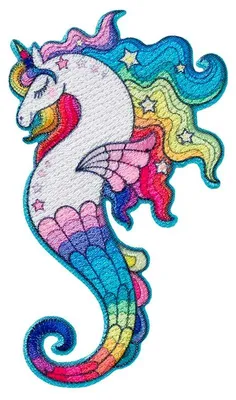 Produktbild von Einhorn-Seepferdchen Tier - Aufnäher, Bügelbild, Aufbügler, Applikationen, Patches, Flicken, Zum Aufbügeln, Größe: 4,7 x 8,0 cm