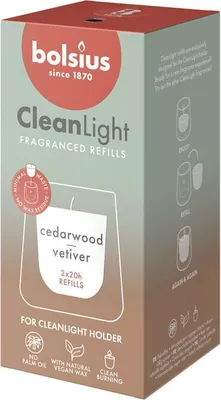 Produktbild von Bolsius Cleanlight Duft-Nachfüller 2er Pack Zedernholz & Vetiver