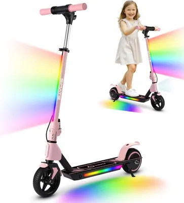 Produktbild von Elektroroller Für Kinder Klappbar 3 höhenverstellbar Escooter City Kinderroller LED 8km Reichweite 14 km/h 130W Pedalbeleuchtung E Roller Rosa