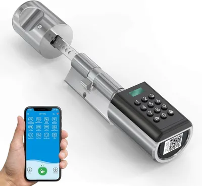 Zdjęcie produktu dla Elektroniczny zamek do drzwi, kod dostępu przez aplikację, regulowany elektroniczny cylinder do drzwi o grubości 50-100 mm, elektroniczny zamek, obudowa