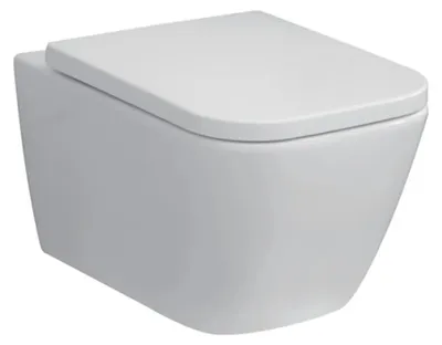 Obrázek produktu pro Závěsné WC - Čtvercové provedení - WC bez přítoku vody (bez obruby) - Záchodové sedátko s pomalým dovíráním - Tichý splachovač - WC pro hosty - Bílá barva
