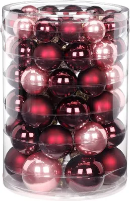 Produktbild von Weihnachtskugeln Glas 4-7cm Mix 60er Set - Vintage Rose