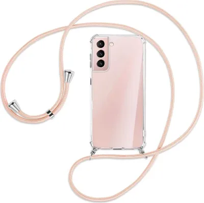 Produktbild von Handykette Backcover-Schutzhülle mit Band (Metall silberfarben) für Samsung Galaxy S21 Plus 5G - rose peach