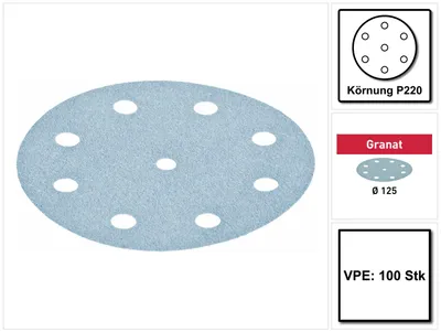 Productafbeelding van Festool Granaat STF D125/8 P220 GR/100 Schuurschijf 125 mm P220 100 st. ( 497172 ) voor RO 125, ES 125, ETS 125, ETSC 125, ETS EC 125, LEX 125