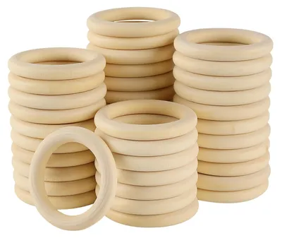 Holzringe für Makramee, 40 Stk., 70 mm, unbehandelt
