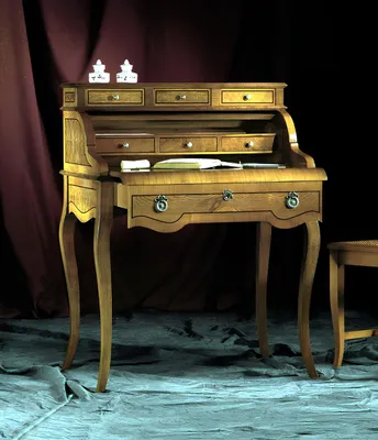 Image de Bureau, table de bureau, table en bois noble, style baroque, style rococo, mobilier ancien