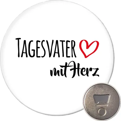 Produktbild von Huuraa Magnet Tagesvater mit Herz 59mm Kühlschrankmagnet rund Flaschenöffner Geschenkidee