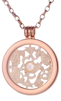 Produktbild von Morella Damen Halskette roségold 70 cm Edelstahl mit Amulett und Coin 33 mm Windornament in Schmuckbeutel