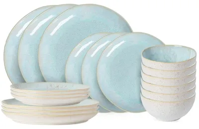 Produktbild von Costa Nova Geschirrset Casafina Eivissa Sea Blue 18-teilig / 6 Personen - 6 Speiseteller, 6 Frühstücksteller & 6 Schalen