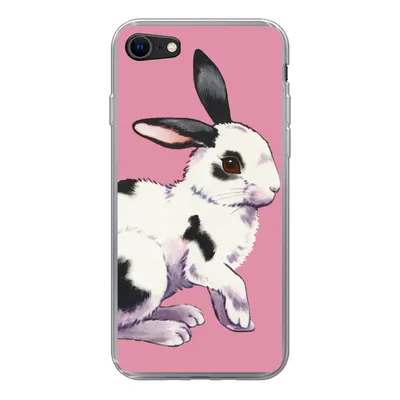 Produktbild von MuchoWow® Handyhülle Schutzhülle Hülle für iPhone 8 Kaninchen mit rosa Hintergrund Silikon Softcase Handy Hülle - Schutzhaube