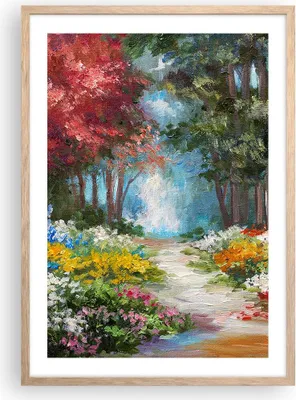 Produktbild von Gerahmtes Poster - Rahmen in heller Eiche - Impressionismus Natur Wald - 50x70 cm - Wand Bild - Wanddeko - Wandbilder - Wandposter - Bilderrahmen - Bilder - Kunstdruck - Wandbild - P2NPA50x70-4271