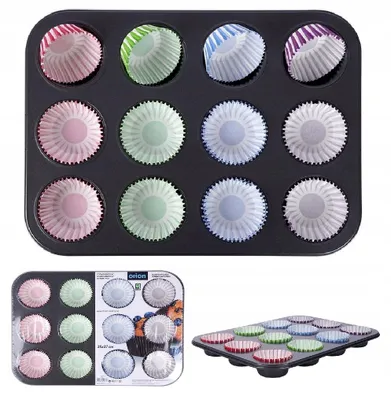Produktbild von Orion Backform für Muffins mit 12 Papierförmchen 35x27 cm Schwarz