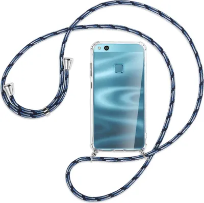 Produktbild von Handykette Backcover-Schutzhülle mit Band (Metall silberfarben) für Huawei P10 Lite - Blautöne