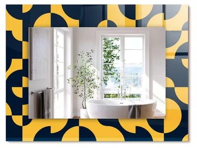 Produktbild von Abstraktes geometrisches Muster – Rechteckiger Spiegel mit Druck 80x60 cm – Modern - Dekorativ für die Wand
