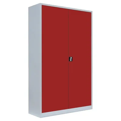 Produktbild von Stahl-Aktenschrank Kolloss Metallschrank abschließbar Büroschrank Stahlschrank 195 x 120 x 60cm Grau/Rot 530384
