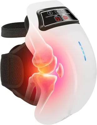Immagine prodotto di Massaggiatore per le ginocchia wireless - Riscaldamento e vibrazione - Rilassamento muscolare - 9 livelli di intensità regolabili - 0,5 kg - Colore nero