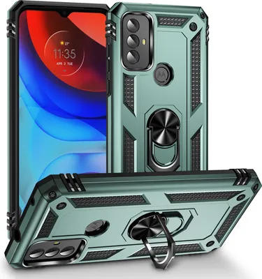 Produktbild von Schutzhülle für Motorola Moto G Play 2023 Dual Layer Robust Militäre Fallschutz Hülle mit Ringhalterung Ständer Grün