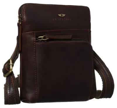 Obrázok produktu pre Peterson Pánska kožená crossbody taška hnedá 19,5x16x4 cm