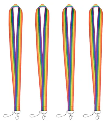 Produktbild von Regenbogenfarbene Schlüsselbänder, 4 Nylon-Schlüsselbänder mit drehbarem Metallclip für Schlüssel, Handy und Ausweishalter.