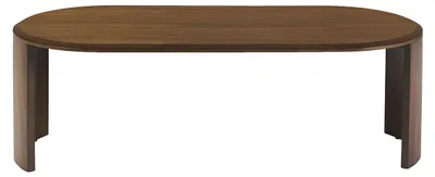 Produktbild von Miliboo - Design-Couchtisch oval aus dunklem Holz Nussbaum L120 cm ASSA