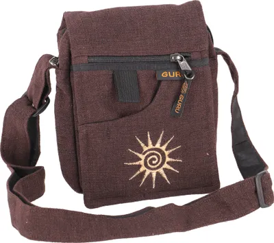 Produktbild von Kleine Schultertasche, Passporttasche - Braun, Uni - Erwachsene, Baumwolle, 20*14*5 cm, Alternative Umhängetasche, Handtasche aus Stoff
