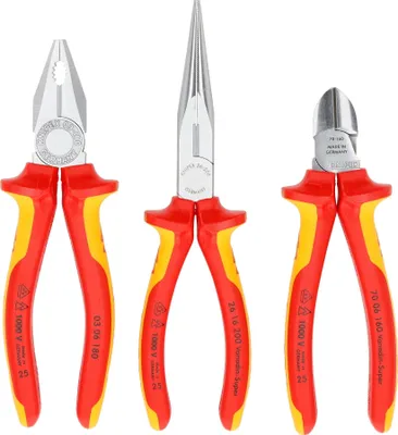 Produktbild von Knipex 00 20 12, Rot, Gelb, 170 mm, 40 mm, 370 mm, 960 g, 3 Werkzeug