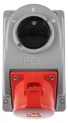 Productafbeelding van PCE COMBO-POL, vaste stopcontact met schakelaar, 0-1, 32A, 5-polig, 400V, IP44, artikelnummer 960625401W
