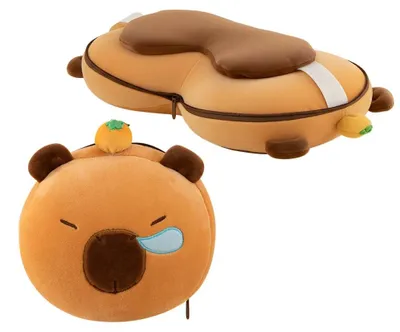 Produktbild von 4-in-1-Plüschtier: Kissen, Augenmaske, Schlüsselanhänger – Kapibara