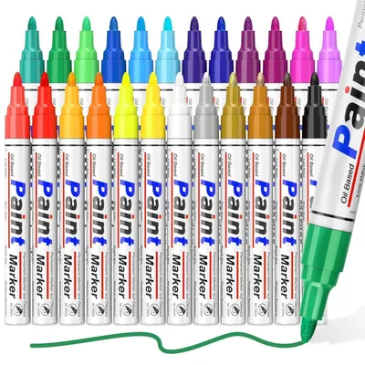 Produktbild von Permanent Marker Set 24 Farben wasserfest für Glas, Stein, Holz, Metall, Keramik, Kunststoff