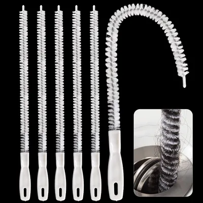 6 Abflussbürsten, 45 cm, flexibel, PP-Nylon, für Küche & Bad