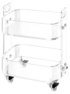 Produktbild von Servierwagen aus transparentem Acryl, 2-stöckig – Mobiler Servierwagen mit Stauraum