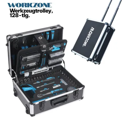 Produktbild von WORKZONE Werkzeugkoffer-Trolley 128-tlg. Aluminium Werkzeugkasten Werkzeug Set