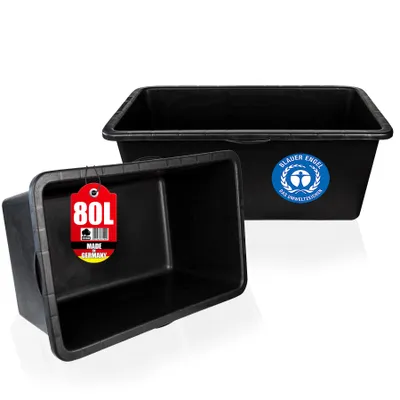 Produktbild von BigDean Mörtelkasten 80 Liter Eckig Miniteich Baueimer - 80 x 48 x 28 cm - Speiswanne Zementwanne Mörtelwanne -  Germany - Blauer Engel