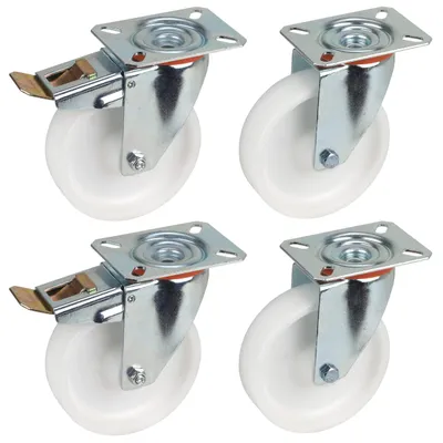 Produktbild von Set mit 4 Transportrollen, Lenkrollen, 125 mm, aus Polypropylen (PP), mit einer Tragfähigkeit von 600 kg