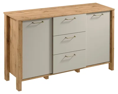 Image de Commode combinée NORDIKO - chêne wotan / beige