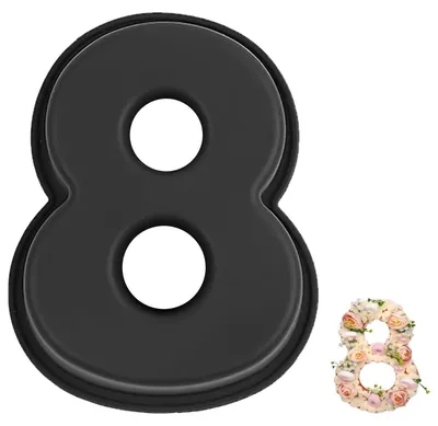 Immagine prodotto di Stampo in silicone a forma di numero 8, nero, in 3D, antiaderente, ideale per torte di compleanno