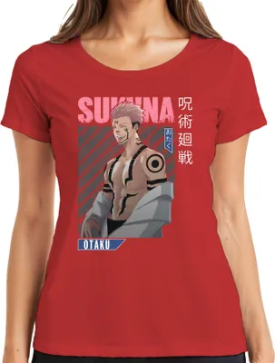 Produktbild von Sukuna Jujutsu Kaisen Otaku Anime Ästhetik Dämon Geschenk Vintage Damen T-Shirt, Rot, L